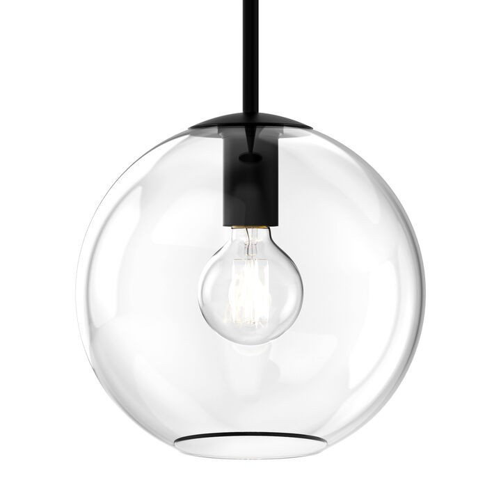 Aria 10" Clear Globe Pendant, Matte Black | Lights.com