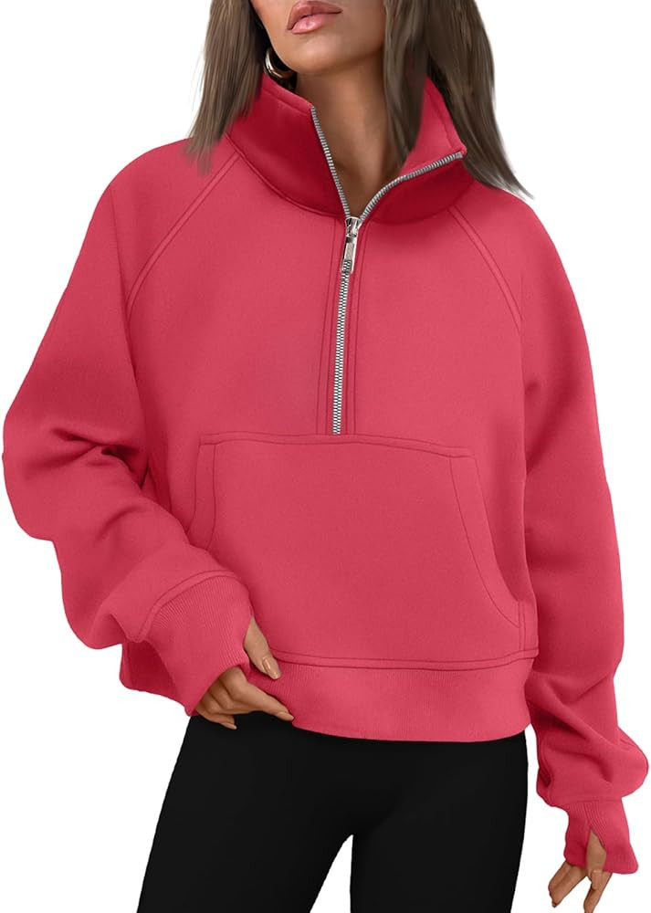 AUTOMET Womens Sweatshirts Half Zip Cropped Pullover Fleece Quarter Zipper Hoodies 2026 Fall Fash... | Amazon (US)