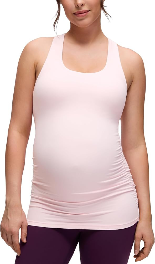 CRZ YOGA Butterluxe Maternity Racerback Tank Tops - Ruched Sleeveless Womens Pregnancy Yoga Worko... | Amazon (US)