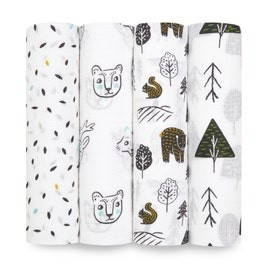 essentials cotton muslin swaddle 4 pk | aden + anais
