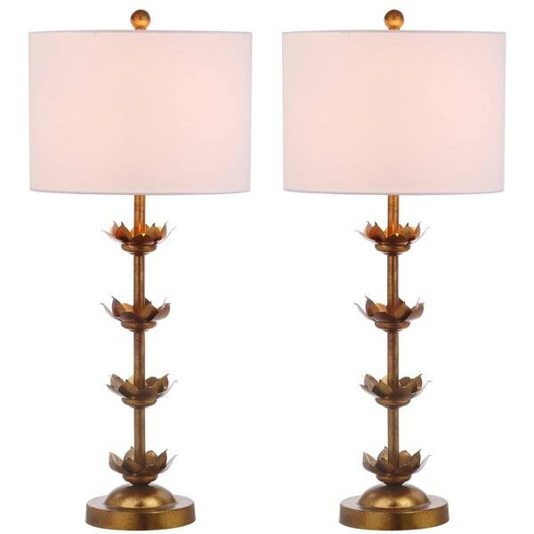 Safavieh Lighting 32-inch Lani Antique Gold Leaf Table Lamp (Set of 2) - 14"x14"x32" | Bed Bath & Beyond