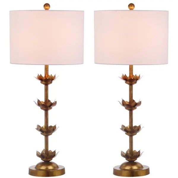 Safavieh Lighting 32-inch Lani Antique Gold Leaf Table Lamp (Set of 2) - 14"x14"x32" | Bed Bath & Beyond