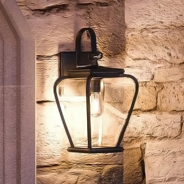 UQL1200 French Country Outdoor Wall Light, 15.5"H x 6.5"W, Black Silk Finish, Florence Collection | Urban Ambiance, Inc.