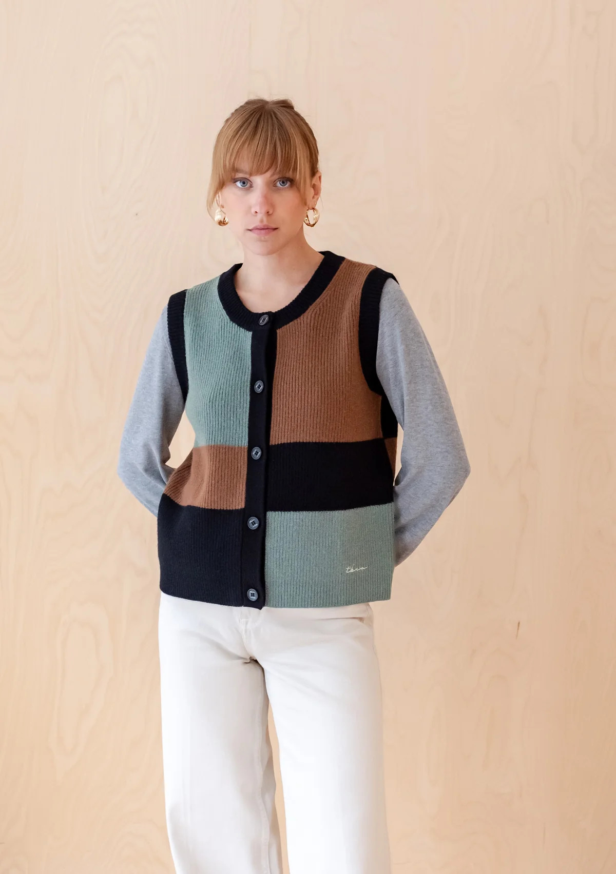 Merino Wool Vest in Green Block | The Tartan Blanket Co.