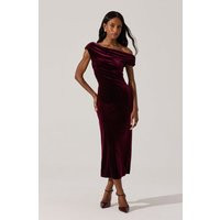 ASTR the Label | Velvet Off Shoulder Midi Dress in Wine | Size M | ASTR The Label (US)