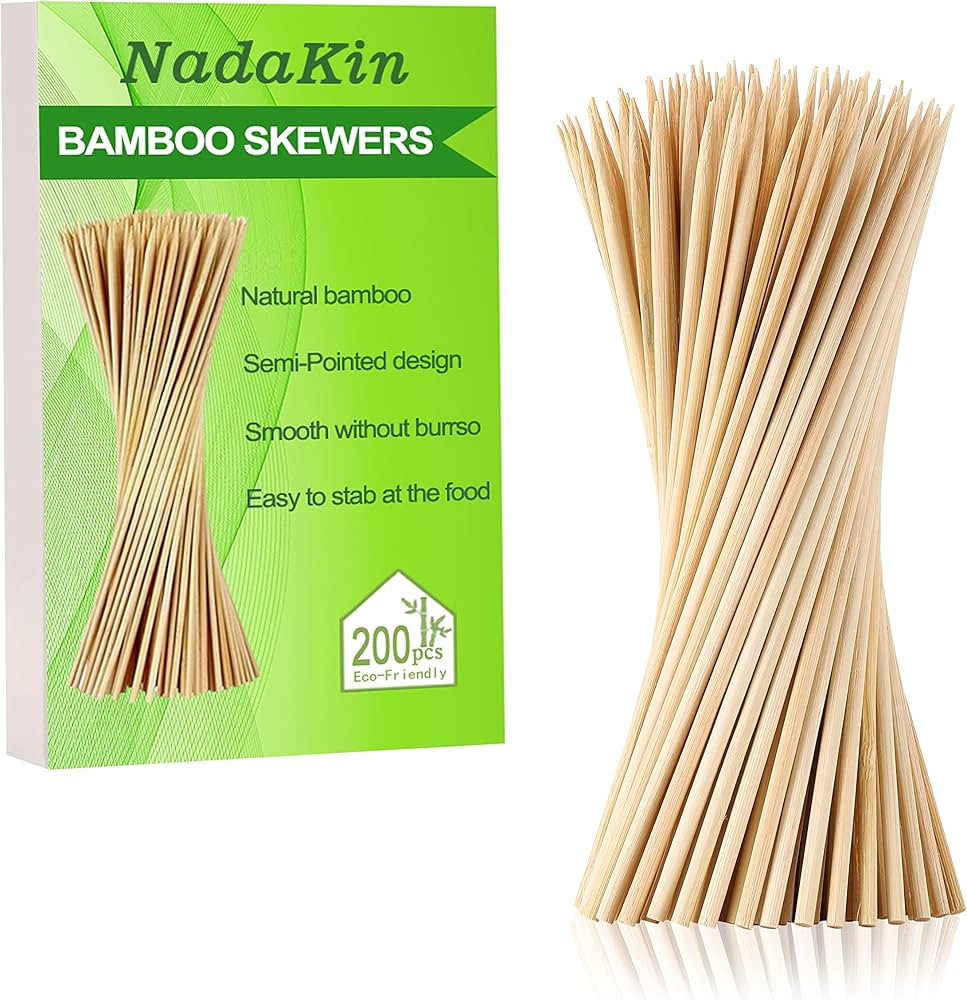 200 PCS Bamboo Skewers, 12 Inch Wooden Skewer for Appetizers, Fruit, Kebabs, Grilling Barbecue, M... | Amazon (US)