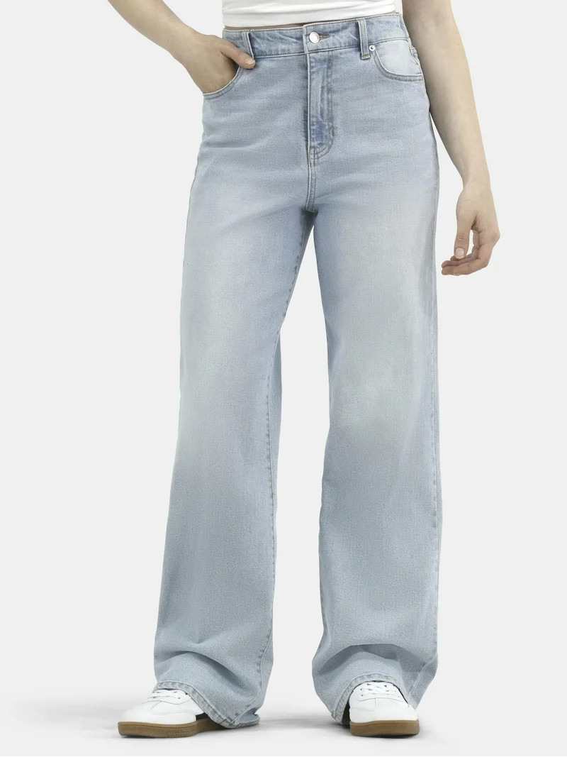 No Boundaries High Rise Baggy Wide Leg Jeans, 32'' Inseam, Women’s and Women's Plus - Walmart.c... | Walmart (US)