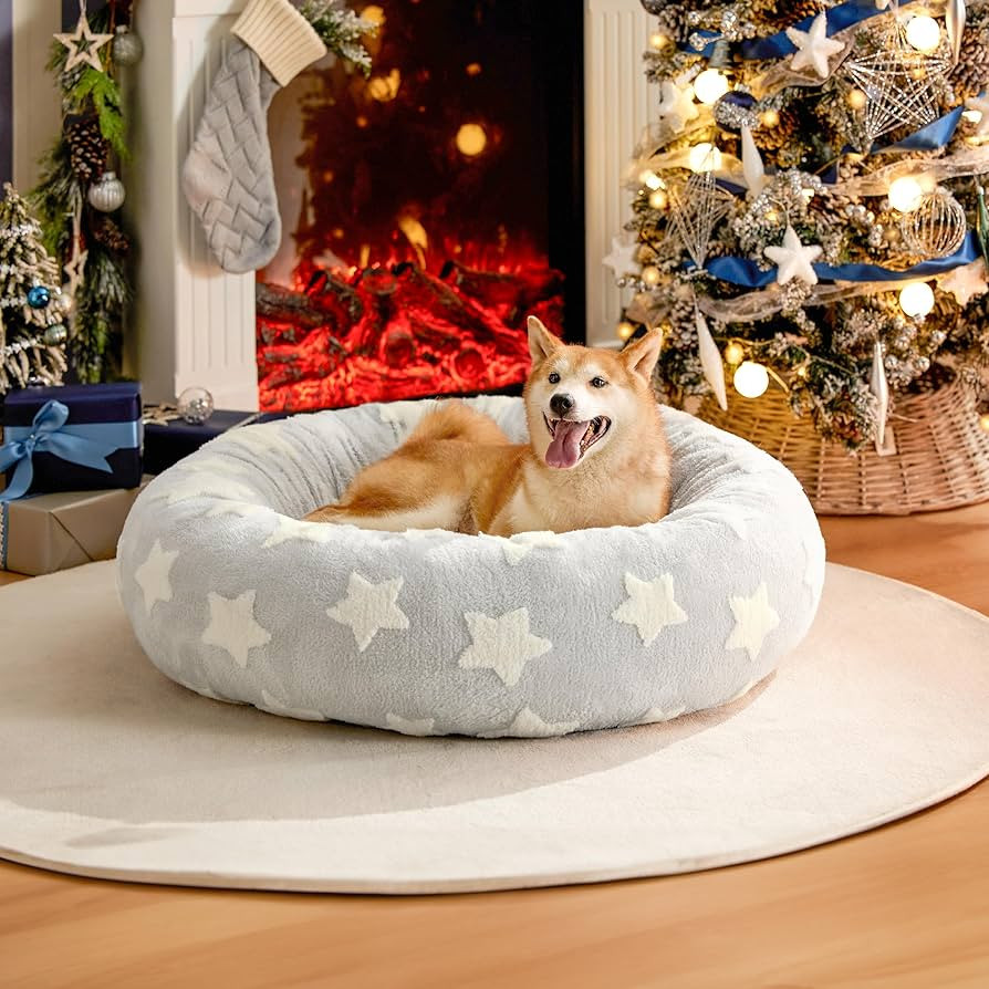 Lesure Donut Small Dog Bed - Round Cat Beds for Indoor Cats Anti-Anxiety Calming Pet Beds, Washab... | Amazon (US)