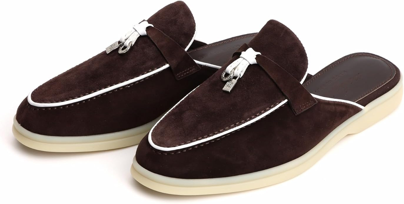 XOBZJH Designer Women's Mules Flat Heel - Suede Leather Flats with Tassel Detail, Comfortable Sli... | Amazon (US)