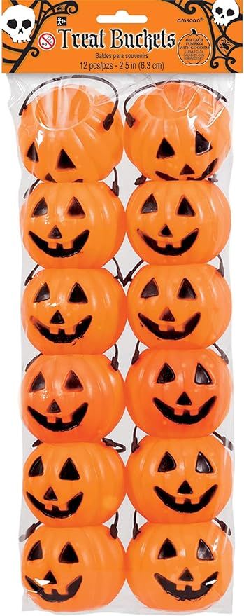 amscan Pumpkin Plastic Treat Pails,Orange,2 1/2" | Amazon (US)