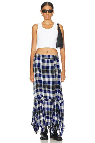 Bordeaux Plaid Maxi Skirt in Navy Combo | Revolve Clothing (Global)