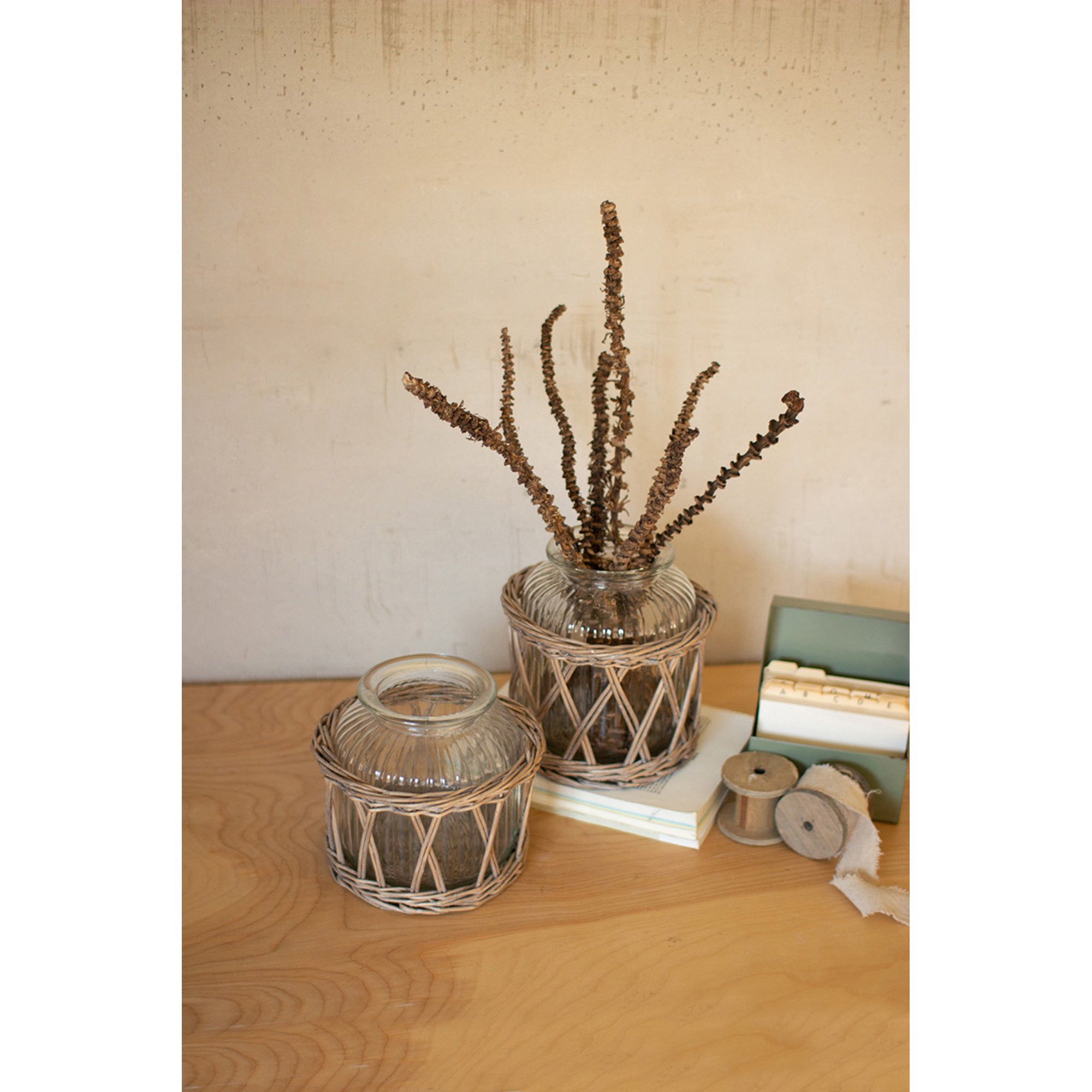 GwG Outlet Set Of Two Wicker Wrapped Glass Vases CLAN1000 | Walmart (US)