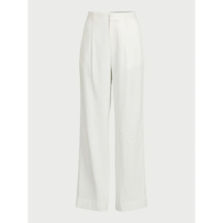 Free Assembly Women’s High-Rise Wide-Leg Pleated Pants, 32” Inseam, Sizes 0-20 | Walmart (US)