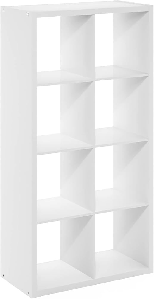 Furinno Cubicle Open Back Decorative Cube Storage Organizer, 8-Cube, White | Amazon (US)