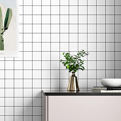 Stickyart Black and White Wallpaper Roll Stick and Peel Matte White Grid Wallpaper Self Adhesive ... | Amazon (US)