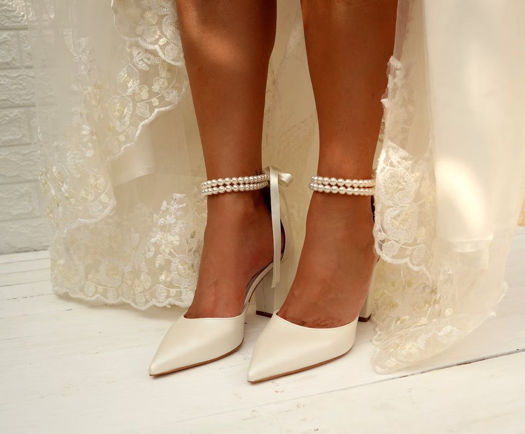 Wedding Shoe for Bride  Ivory Bridal Wedge Shoes  Bridal - Etsy | Etsy (US)