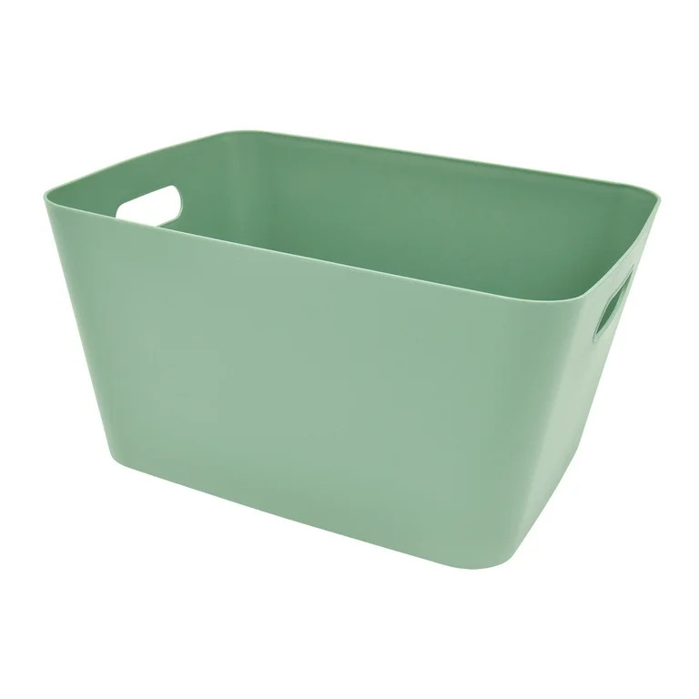 Mainstays Large Plastic Storage Bin, Green Sage | Walmart (US)