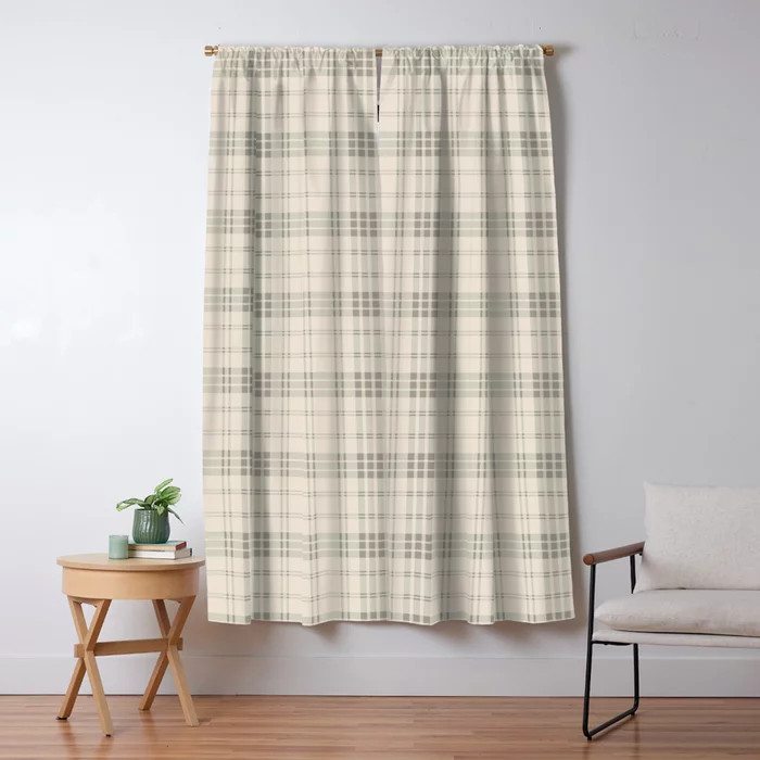 Cream Plaid  Blackout Curtain | Society6