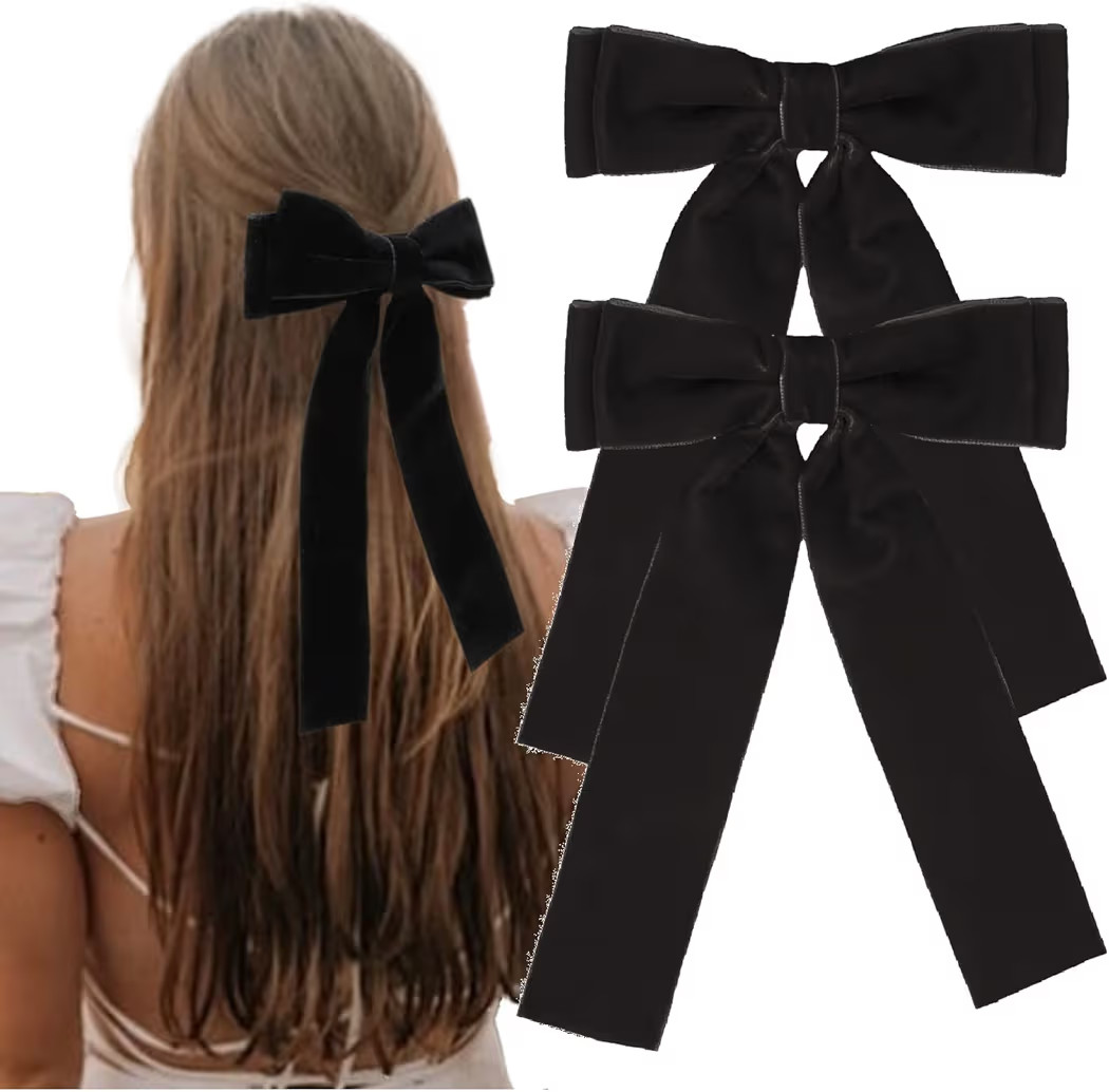 Tobeffect Hair Clip - Hair Bows for Women Girls Velvet Hair Ribbon Black Bow Hair Clips Vintage H... | Amazon (US)