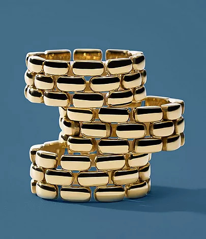 Arden Watch Links Gold-Tone Stainless Steel Band Ring | Fossil (US)