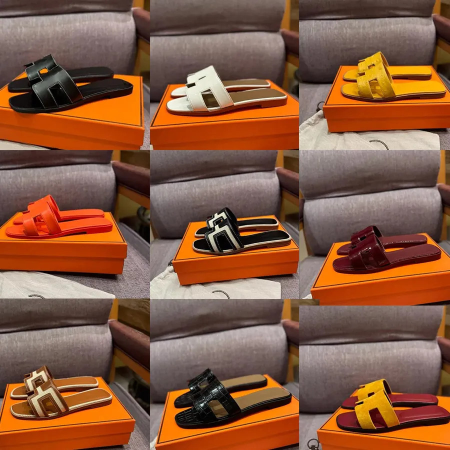 Designer Sandals Women's Fashion Slippers Slide Letter Slide Rubber Leather Flat Shoes Summer Bea... | DHGate