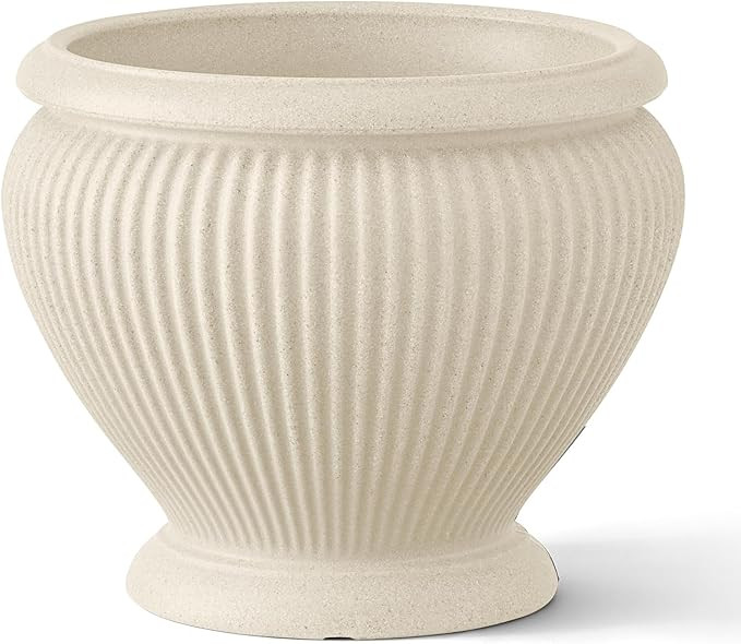 ARBORA 18" Cannes Urn Polyresin Indoor and Outdoor Planter with Classic Cream Finish - Durable, W... | Amazon (US)
