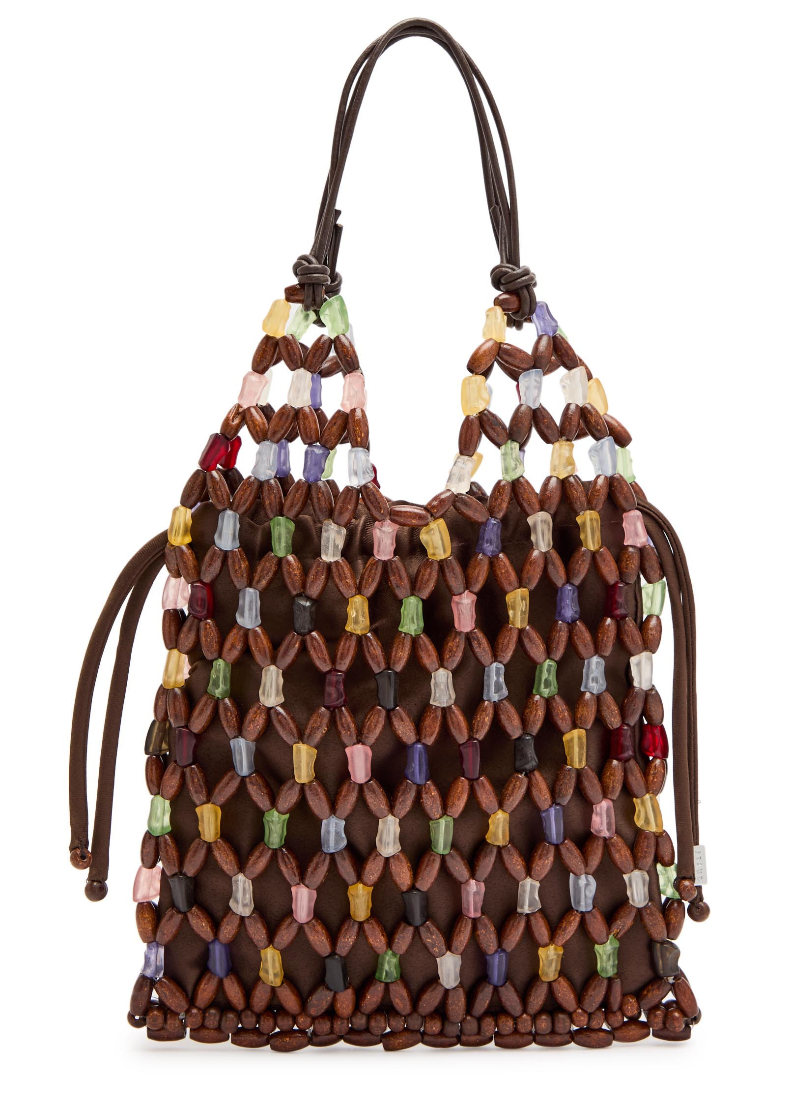 Karla leather and wooden-bead top handle bag | Harvey Nichols