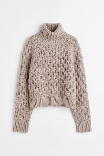 Cable-knit polo-neck jumper | H&M (UK, MY, IN, SG, PH, TW, HK)