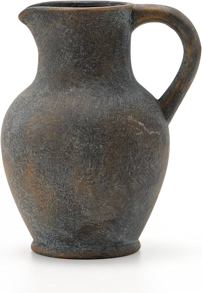 SIDUCAL Ceramic Rustic Farmhouse Vase with Handle, Terracotta Vase, Minimalist Decorative Vases f... | Amazon (US)