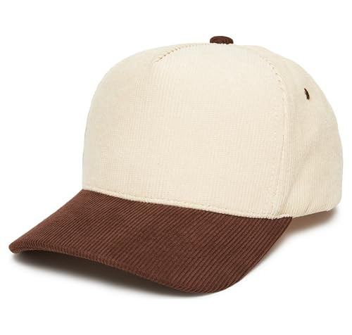 Corduroy Snapback Hat for Men Women Adjustable Vintage Baseball Cap for Casual Travel Outdoor Wear - Brown/Beige | Amazon (US)