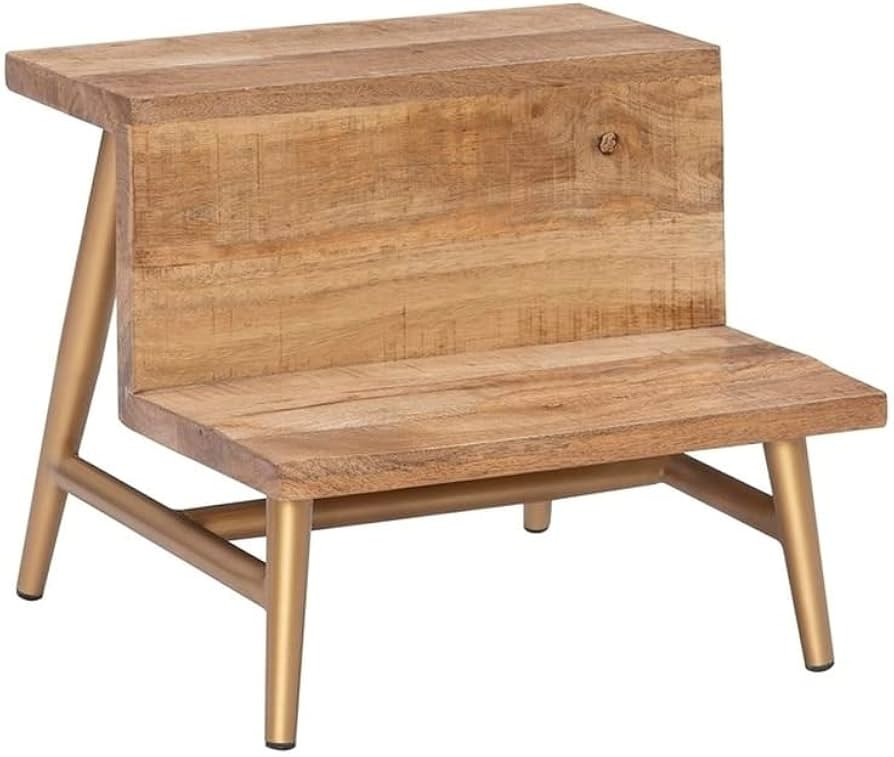Linon Julian Wood and Iron Bed Step Stool in Gold | Amazon (US)