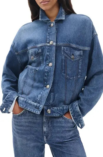 rb Miramar Trompe l'Oeil Faux Denim Terry Trucker Jacket | Nordstrom