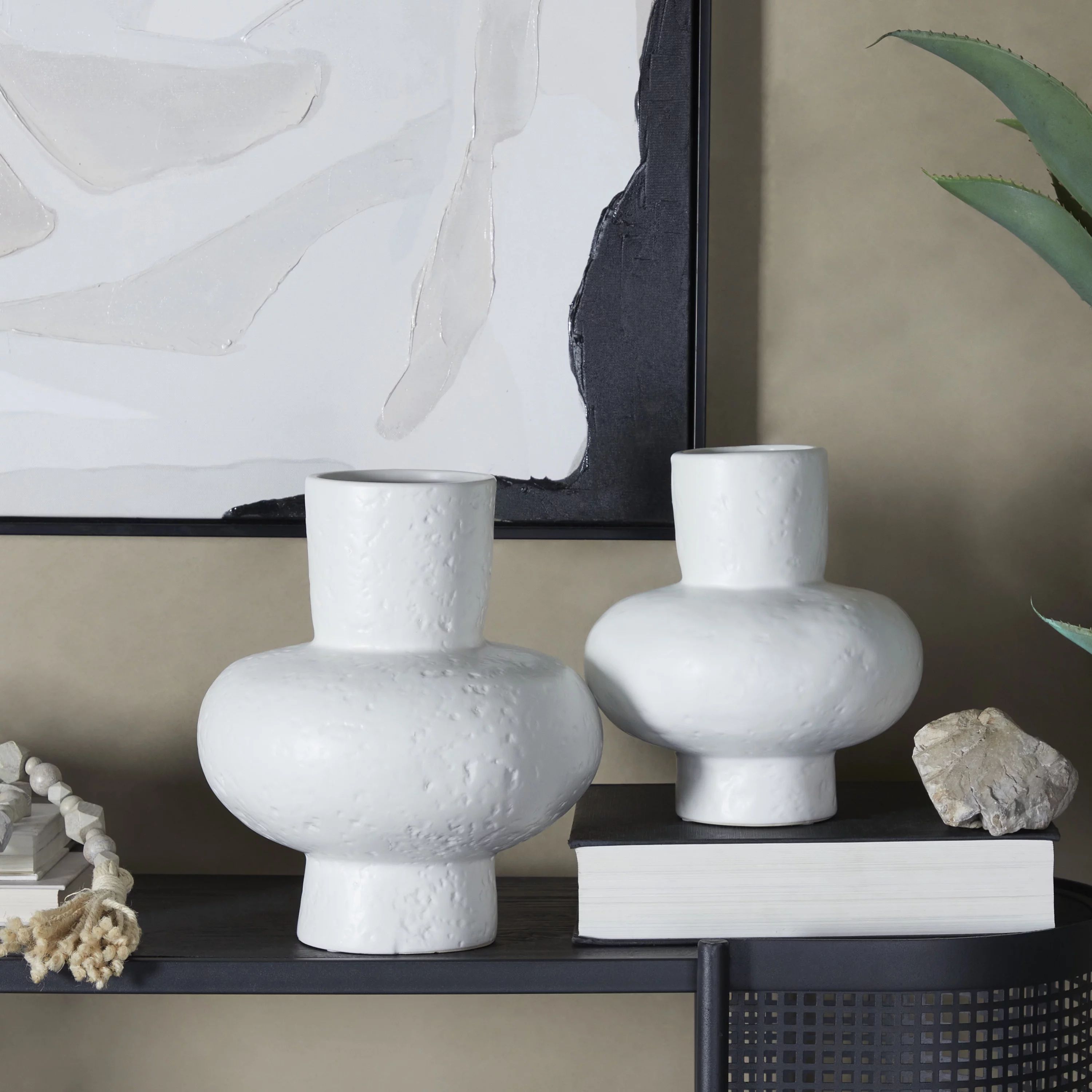 CosmoLiving by Cosmopolitan 11", 9"H Ceramic Modern Vase, White, 2-Piece | Walmart (US)