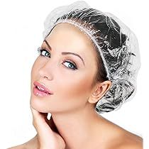 100PCS Larger Shower Caps Disposable, Thicker Waterproof Plastic Elastic Hair Bath Caps, Plastic Hai | Amazon (US)