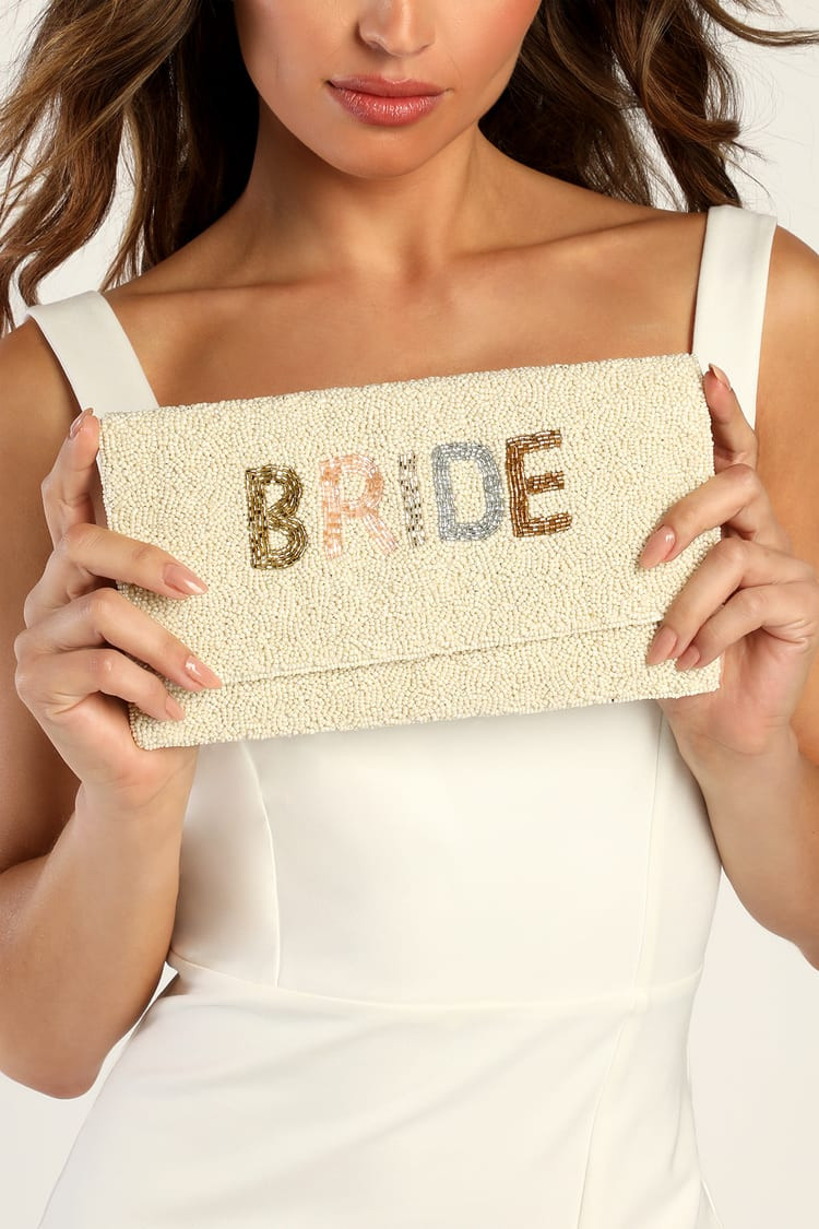 Newlywed Status White Beaded Bride Clutch | Lulus (US)