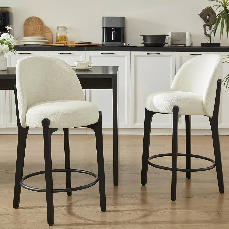 VKNOW 26 Inch Bar Stools Set of 2, Mid Century Modern Counter Height Bar Stools, Upholstered Coun... | Amazon (US)