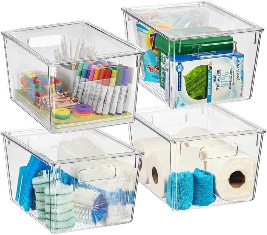 ClearSpace Plastic Storage Bins with Lids X-Large – Perfect Kitchen Organization, Desk Organize... | Amazon (US)