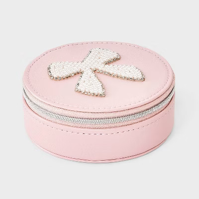 Round Travel Jewelry Organizer with Pearl Bow - A New Day™ Pink | Target