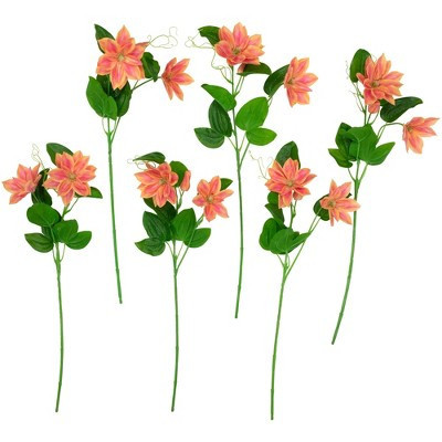 Northlight Real Touch™ Coral Orange Artificial Lotus Floral Sprays, Set of 6 - 25" | Target