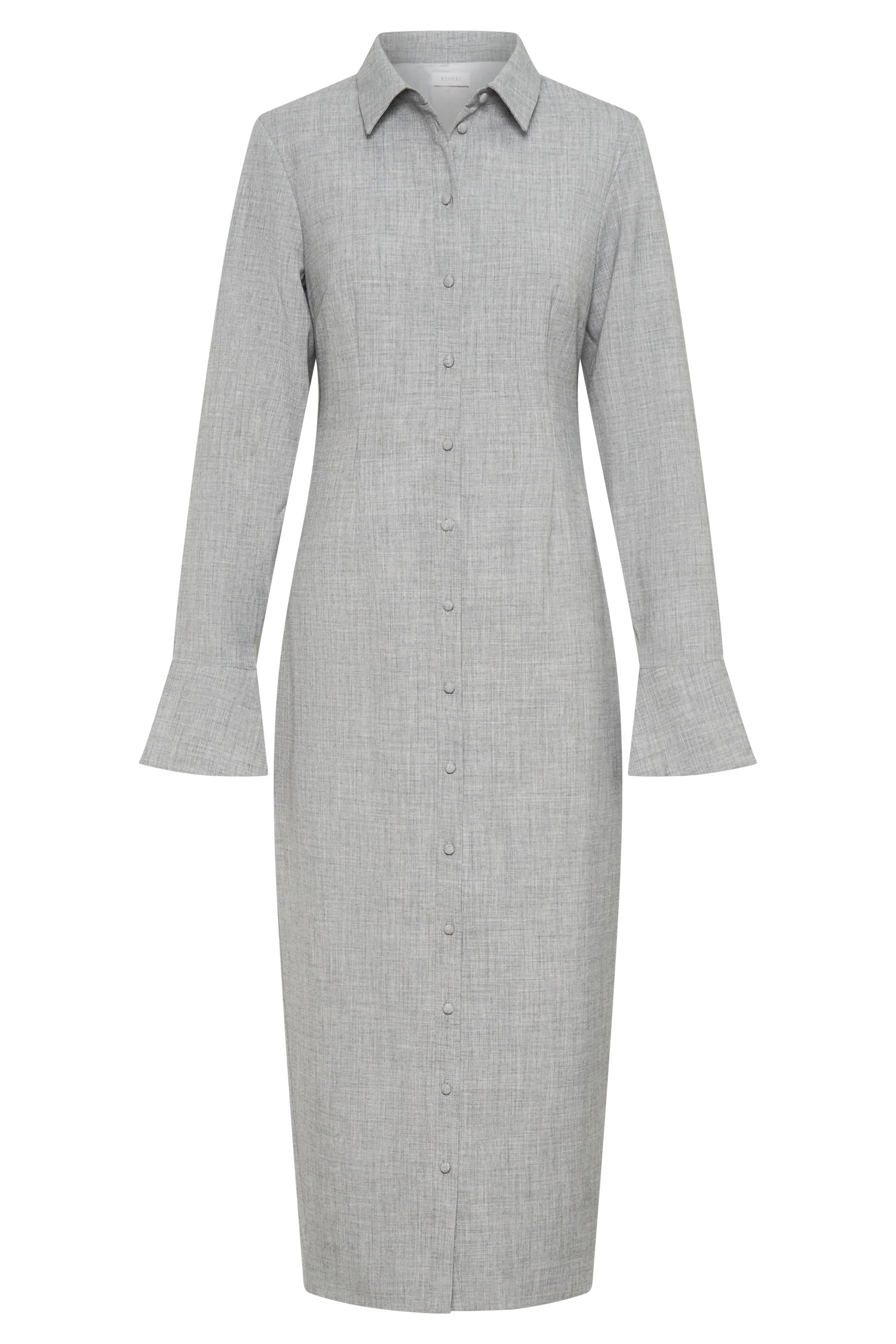 Dorian Fitted Shirt Midi Dress - Charcoal Marle | MESHKI US