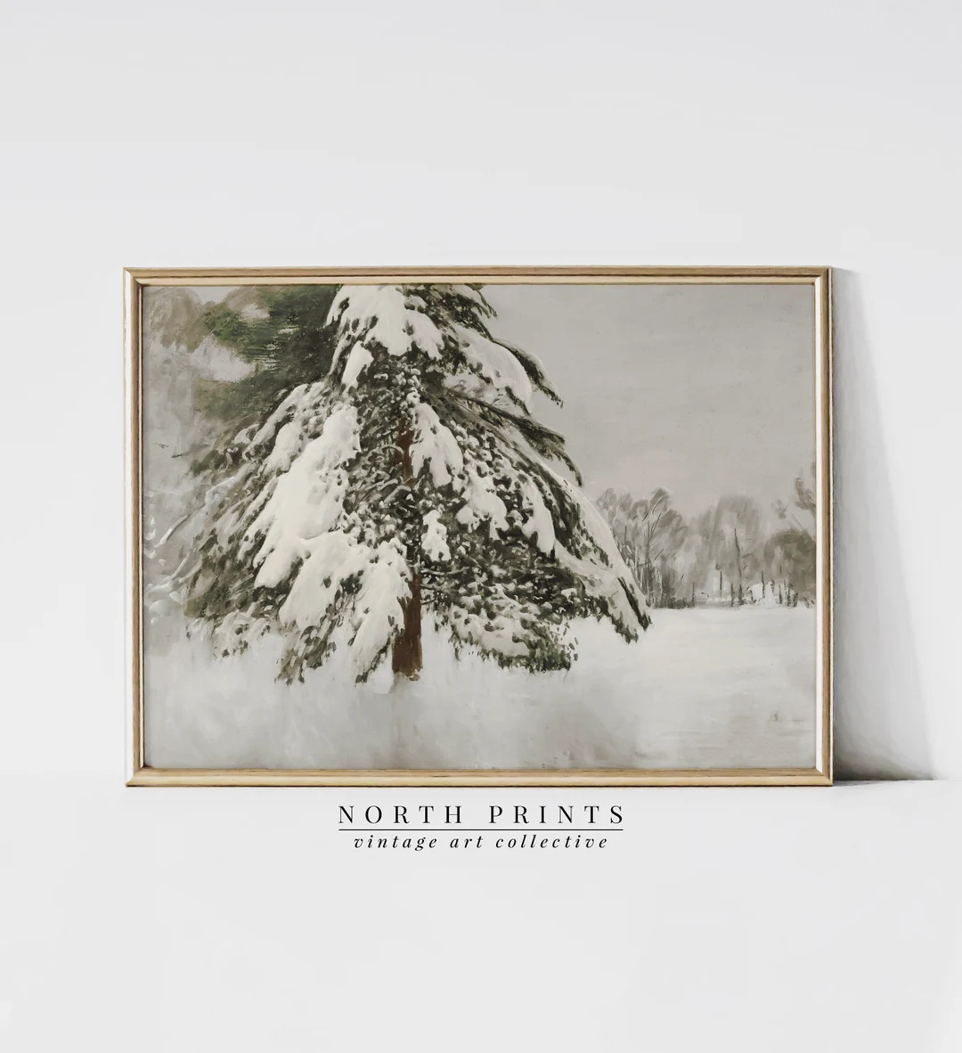 Snowy Country Forest Landscape Vintage Painting | Rustic Christmas Holiday Art PRINTABLE Digital ... | Etsy (US)