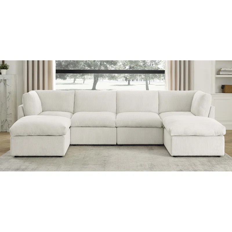 Annai 129" Wide Reversible Modular Corner Sectional with Ottoman | Wayfair North America