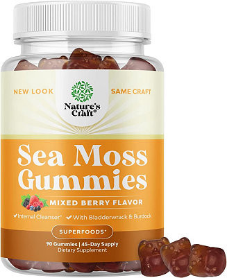 Seamoss Gummies for Adults and Kids, Mixed Berry, Nature's Craft, 90ct | Macy's