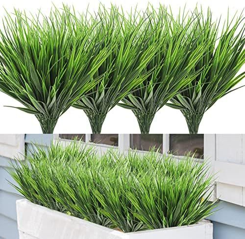 AGEOMET 14pcs Artificial Plants Outdoor, UV Resistant Fake Grass Outdoor Plants, Plastic Wheat Gr... | Amazon (US)