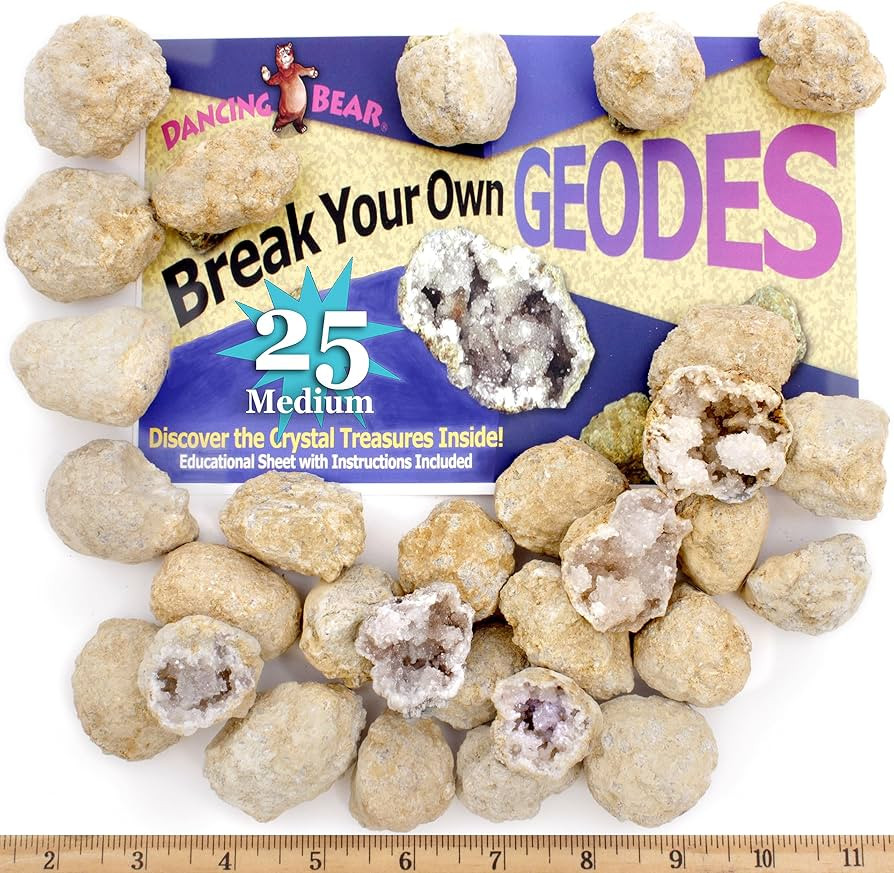 DANCING BEAR 25 Break Your Own Geodes, (Medium 1-1.5") 90% Hollow, Crack Open & Discover Amazing ... | Amazon (US)