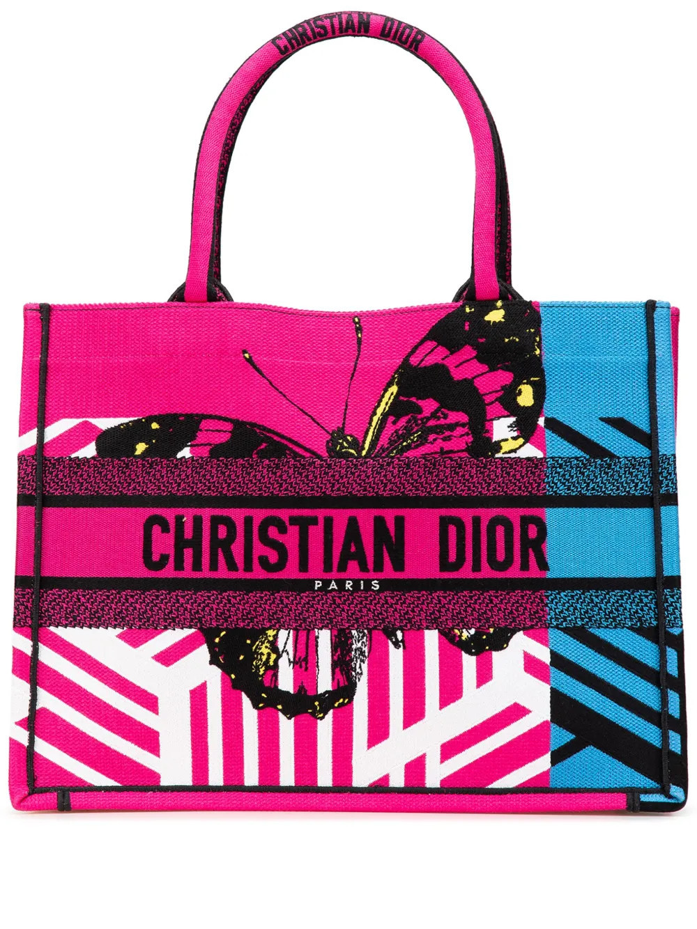 Christian Dior Pre-Owned 2021 Medium Embroidered Canvas Butterfly D Jungle Pop Book tote bag - Pink | Farfetch Global