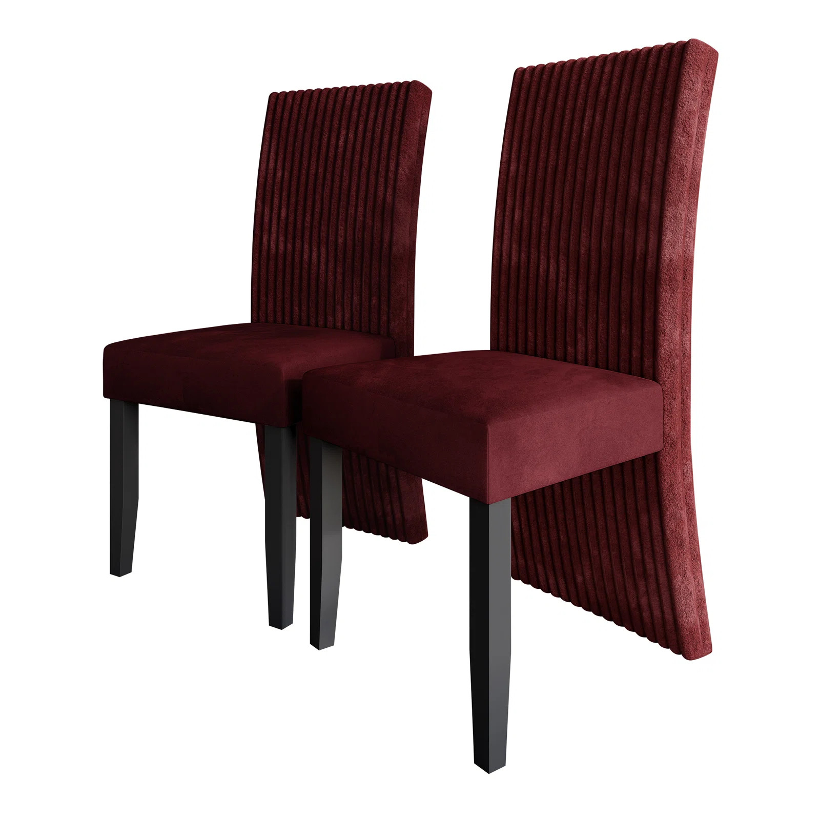 Black Wooden Dining Chair With Velvet Cover (Set of 2) | Wayfair North America