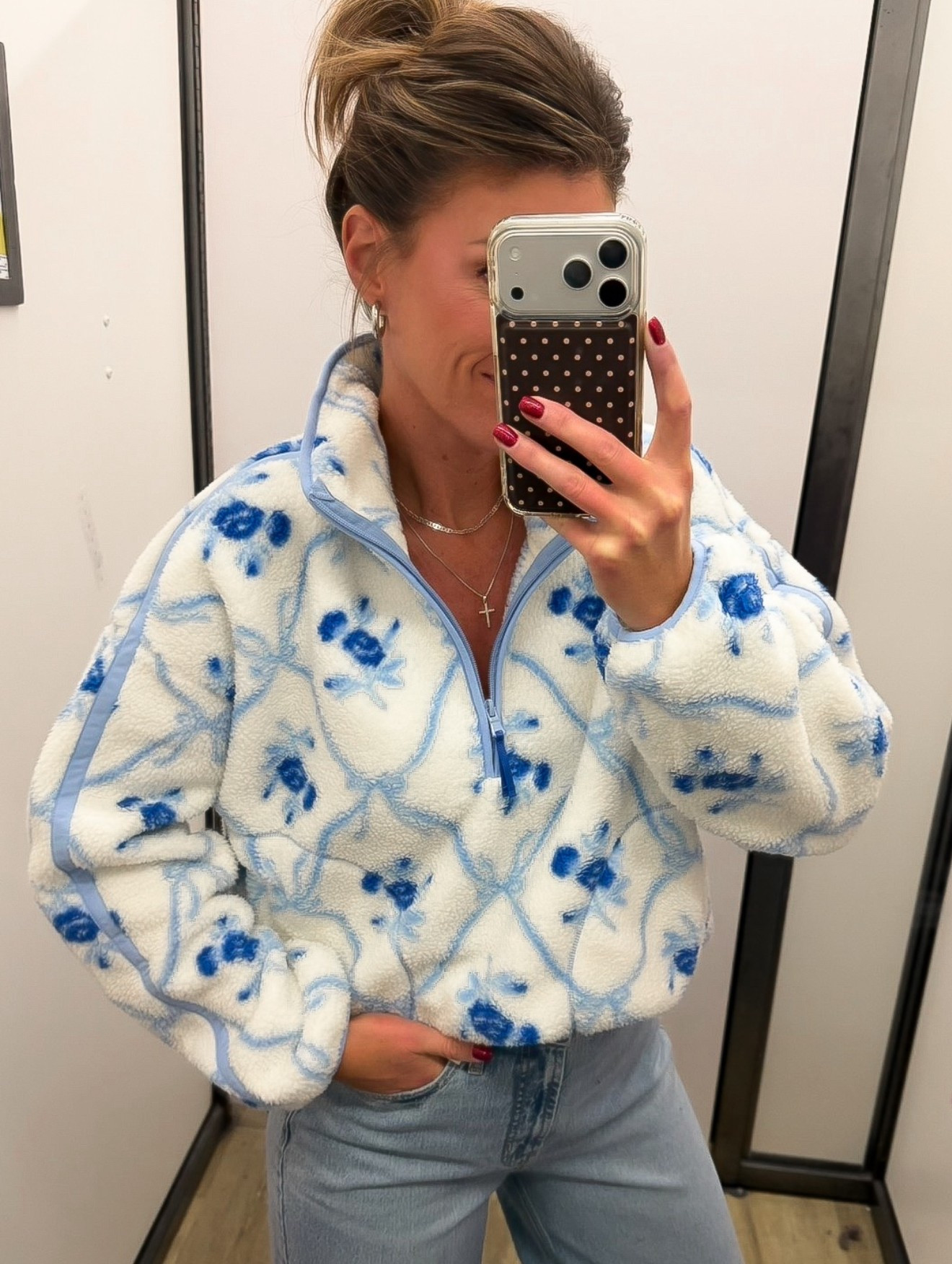 Stopped in at Old Navy today. This quarter zip immediately caught my attention. 
Wearing medium. So cute  

#LTKSeasonal #LTKGiftGuide #LTKHoliday