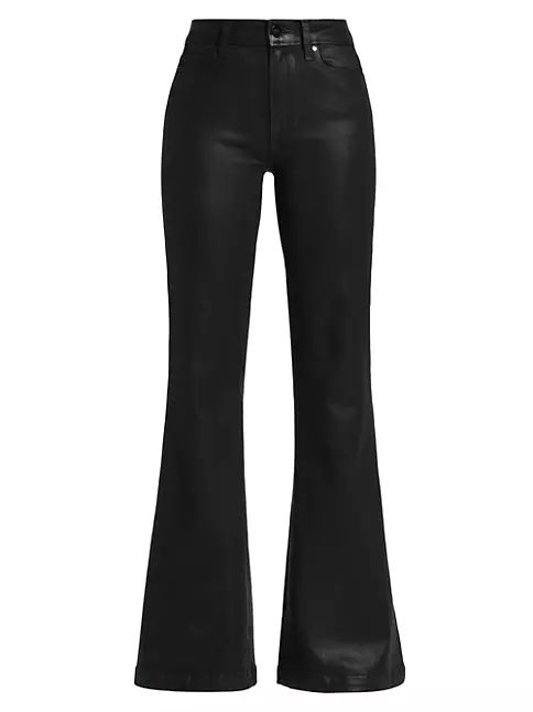 Genevieve High-Rise Coated Stretch Flare Jeans | Saks Fifth Avenue