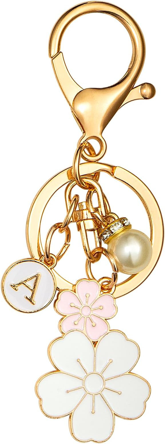 Cute Stainless Steel Gold Keychain Initial Letter Keys Charm Gifts for Women with Key Ring Purse ... | Amazon (US)